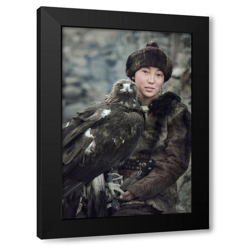 New Gen. Eagle Hunter,Mongolia Black Modern Wood Framed Art Print with Double Matting by Whanset, Saravut