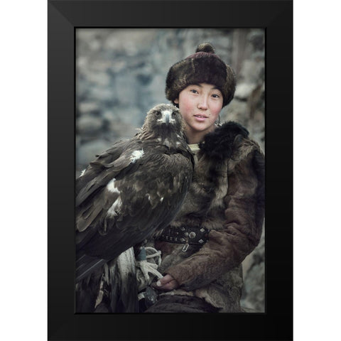 New Gen. Eagle Hunter,Mongolia Black Modern Wood Framed Art Print by Whanset, Saravut