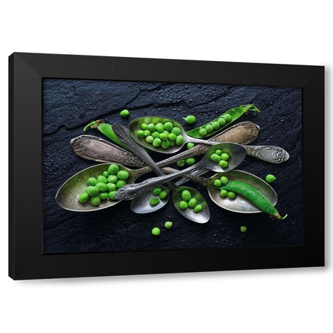 Spoonsagreen Pea Black Modern Wood Framed Art Print with Double Matting by Karina, Aleksandrova
