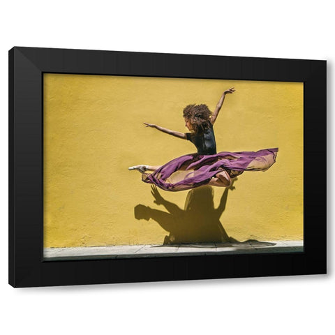 Brenda Jumping Black Modern Wood Framed Art Print with Double Matting by Gil Raga, Joan