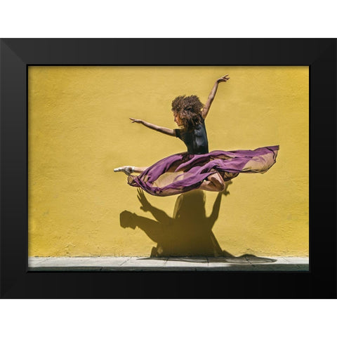 Brenda Jumping Black Modern Wood Framed Art Print by Gil Raga, Joan