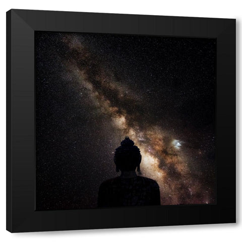 The God And Universe Black Modern Wood Framed Art Print by Swapnil