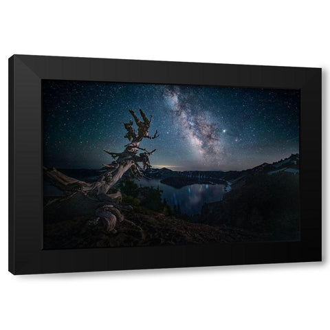 Milky Way Over Crater Lake Black Modern Wood Framed Art Print by Jacobs, Lydia