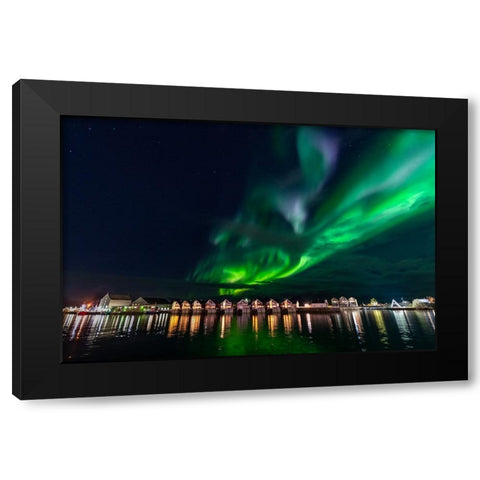 Svolvaer Polar Light 1 Black Modern Wood Framed Art Print by Alicke, Bjoern