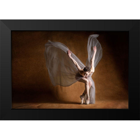 Angel Wings Black Modern Wood Framed Art Print by Hartoov, Motti