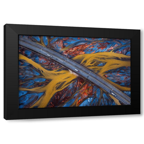 Above The Colorful River Black Modern Wood Framed Art Print with Double Matting by Tianqi