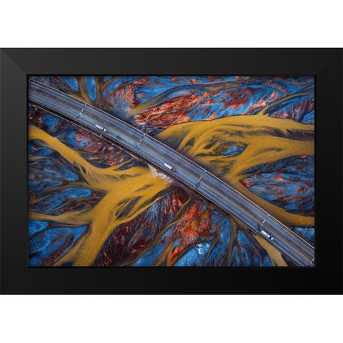 Above The Colorful River Black Modern Wood Framed Art Print by Tianqi
