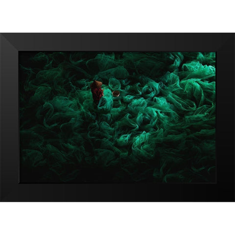 The Green Field Black Modern Wood Framed Art Print by Song, Gunarto