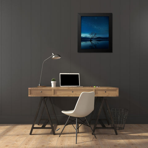 Wanaka Tree Black Modern Wood Framed Art Print by Cheng, Yu