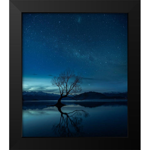 Wanaka Tree Black Modern Wood Framed Art Print by Cheng, Yu