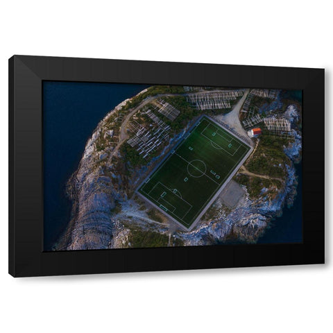 The Furthest Football Field Black Modern Wood Framed Art Print with Double Matting by Z, Bingo