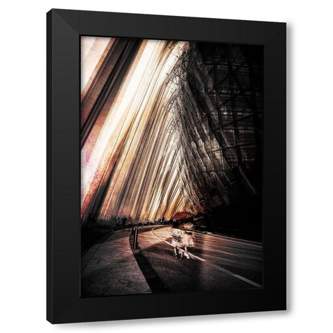 Women With Parasol Black Modern Wood Framed Art Print by Chiriaco, Carmine