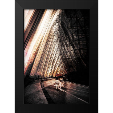 Women With Parasol Black Modern Wood Framed Art Print by Chiriaco, Carmine