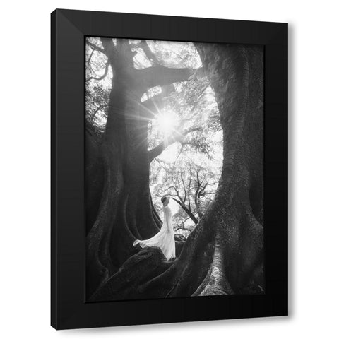 The Daughter Of Trees Black Modern Wood Framed Art Print by TIANQI