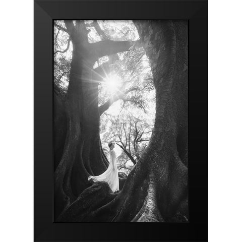 The Daughter Of Trees Black Modern Wood Framed Art Print by TIANQI