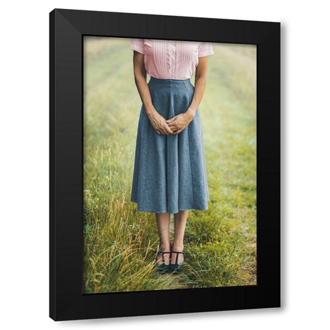 Shyness Black Modern Wood Framed Art Print by Neer, Ildiko
