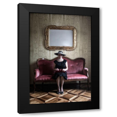 40S Lady Black Modern Wood Framed Art Print with Double Matting by Kruse, Joana