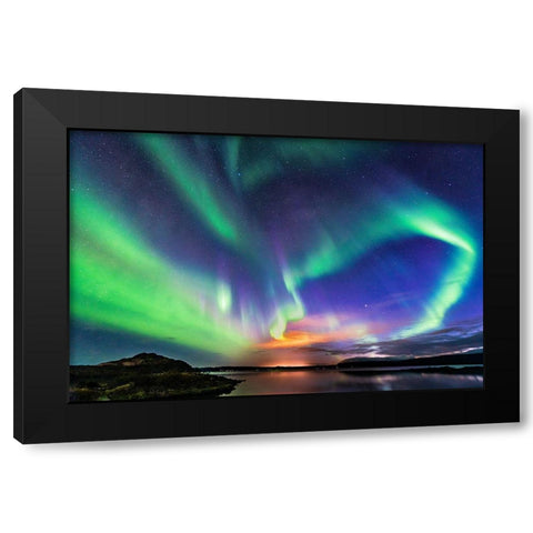 The Aurora In Iceland Black Modern Wood Framed Art Print by C. Sink, Jeffrey