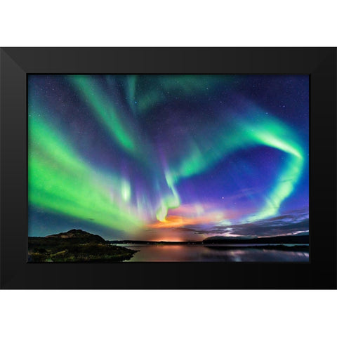 The Aurora In Iceland Black Modern Wood Framed Art Print by C. Sink, Jeffrey