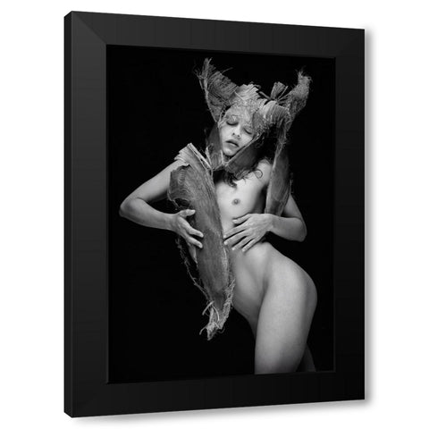 Warrior Black Modern Wood Framed Art Print with Double Matting by Gil Raga, Joan