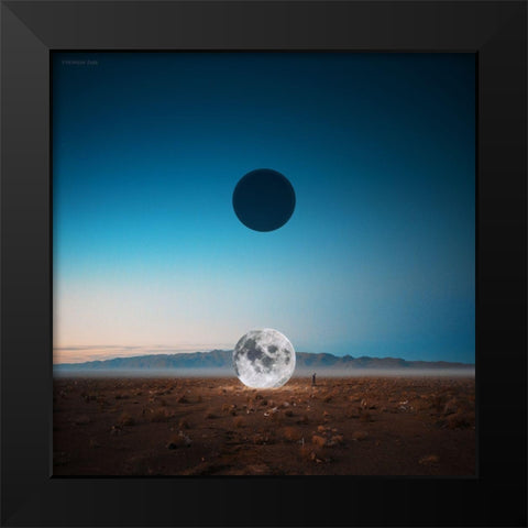 Drop Black Modern Wood Framed Art Print by Zare, Hossein