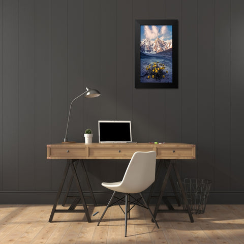 Snow Mountain Camomile A??Accappc??EÂ?A?? Black Modern Wood Framed Art Print by Qiye