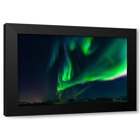 Dancing Lights Black Modern Wood Framed Art Print by Alicke, Bjoern