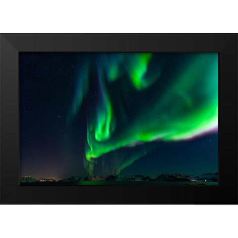 Dancing Lights Black Modern Wood Framed Art Print by Alicke, Bjoern