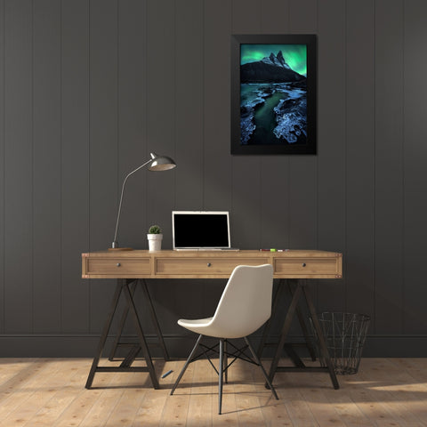 Arctic Night Black Modern Wood Framed Art Print by Gastager, Daniel