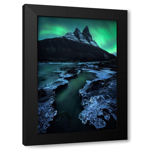 Arctic Night Black Modern Wood Framed Art Print by Gastager, Daniel