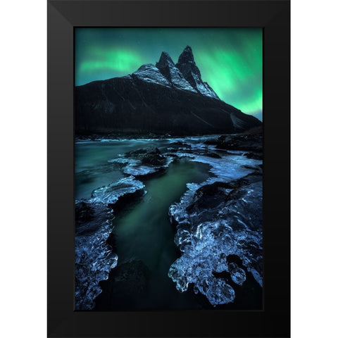 Arctic Night Black Modern Wood Framed Art Print by Gastager, Daniel