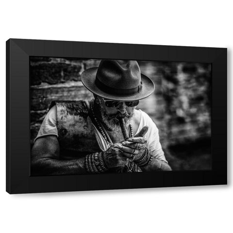Its That Ole Devil Called Smoke Again ...... Black Modern Wood Framed Art Print with Double Matting by gNo