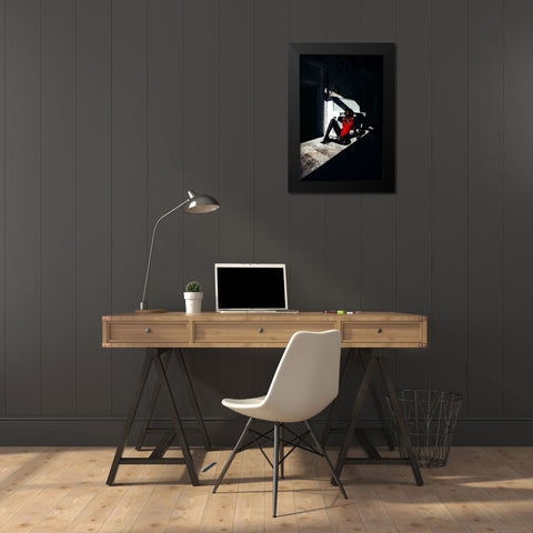 Dark Red Black Modern Wood Framed Art Print by Bolgov (Axe), Ruslan