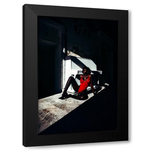 Dark Red Black Modern Wood Framed Art Print by Bolgov (Axe), Ruslan