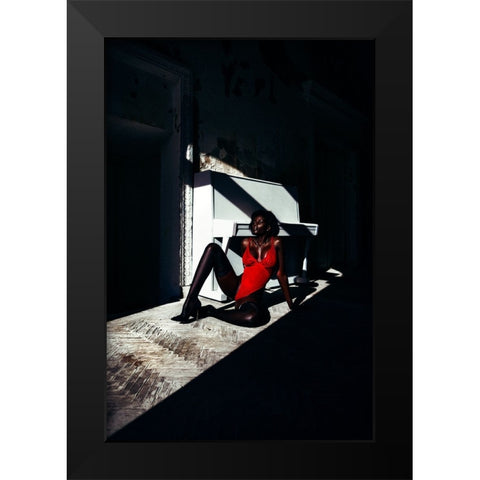 Dark Red Black Modern Wood Framed Art Print by Bolgov (Axe), Ruslan