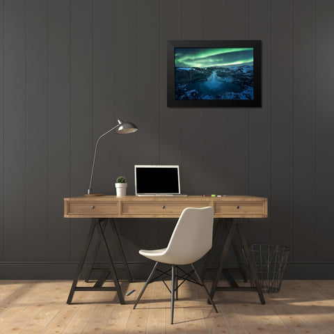 Aurora Borealis Black Modern Wood Framed Art Print by Martin Castan, David