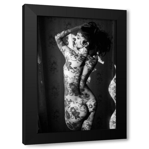 Lace Black Modern Wood Framed Art Print with Double Matting by Faletkin, Mikhail