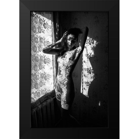 Lace 3 Black Modern Wood Framed Art Print by Faletkin, Mikhail