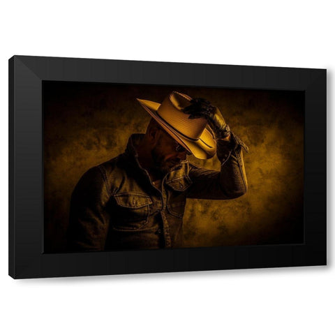 Midnight Cowboy Black Modern Wood Framed Art Print with Double Matting by gNo