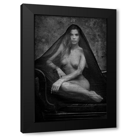 Lorena With Tulle Black Modern Wood Framed Art Print by Gil Raga, Joan