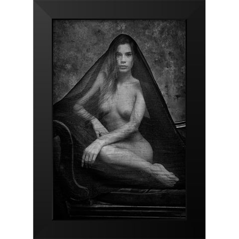 Lorena With Tulle Black Modern Wood Framed Art Print by Gil Raga, Joan