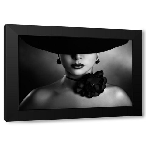 Enigma Black Modern Wood Framed Art Print with Double Matting by Tambe, Peppe