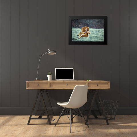 Power Of The Music Black Modern Wood Framed Art Print by Jia, Wendy