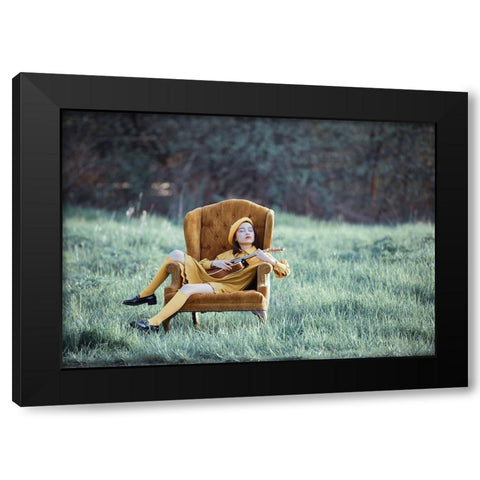 Power Of The Music Black Modern Wood Framed Art Print with Double Matting by Jia, Wendy