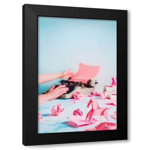 Pink Ideas Black Modern Wood Framed Art Print by Belenko, Dina