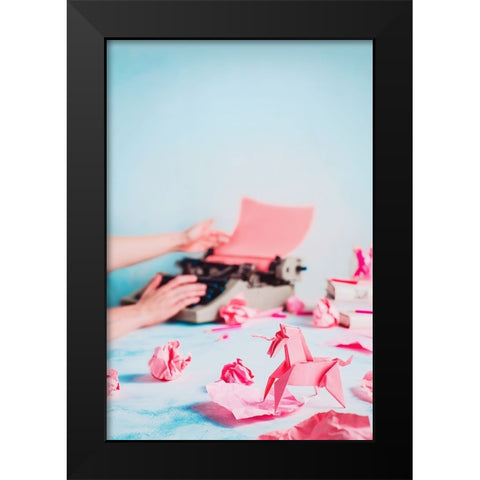 Pink Ideas Black Modern Wood Framed Art Print by Belenko, Dina