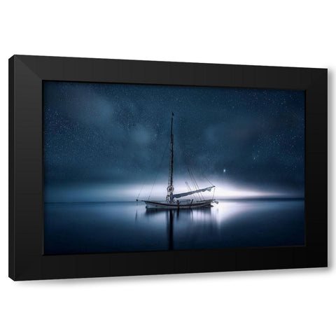 Drifting Night Black Modern Wood Framed Art Print by Antonio Trivino, Jose