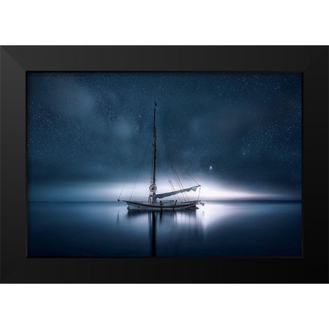 Drifting Night Black Modern Wood Framed Art Print by Antonio Trivino, Jose