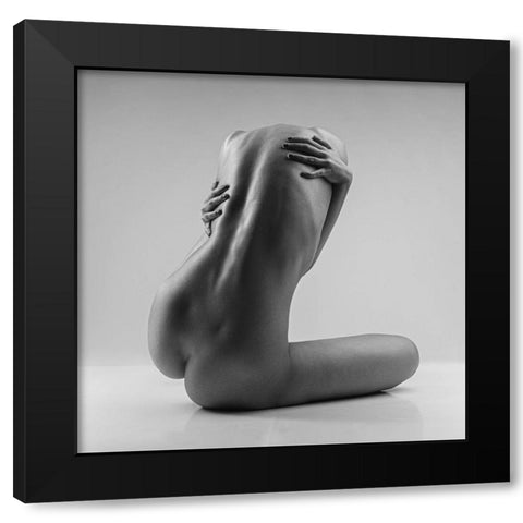 Hug Her Back Black Modern Wood Framed Art Print with Double Matting by Valevicius, Aurimas