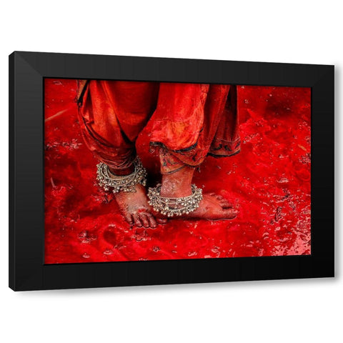 Festive Feet Black Modern Wood Framed Art Print with Double Matting by Oberai, Jassi